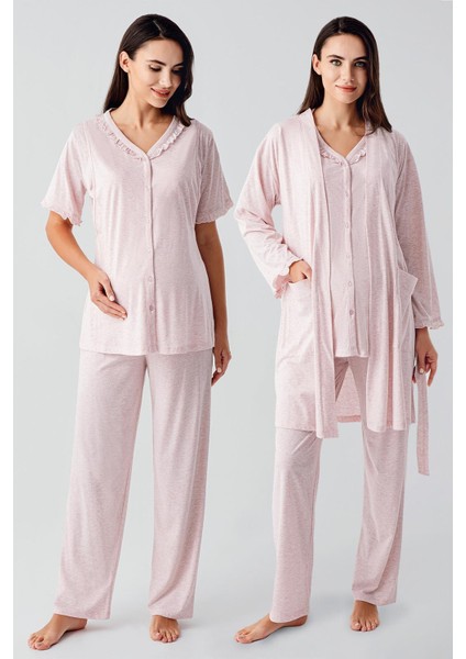 Kısa Kollu Düğmeli Pamuklu Hamile Sabahlık Pijama Takım 17300 fiyatları