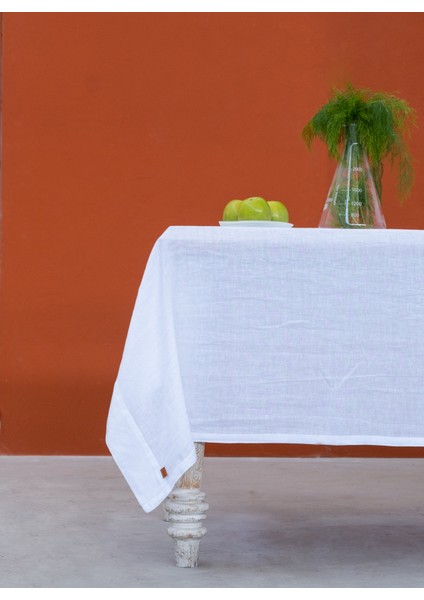 Linen Masa Örtüsü Beyaz 150 x 250