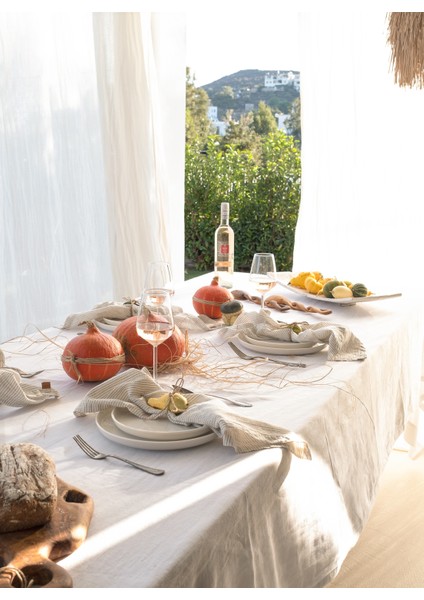 Linen Masa Örtüsü Beyaz 150 x 250