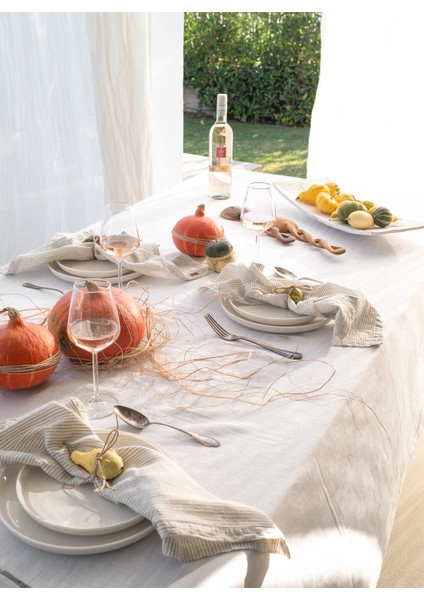 Linen Masa Örtüsü Beyaz 150 x 250