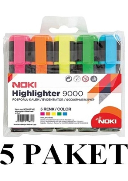 5 Paket Fosforlu Kalem 5 Li 90005PVC