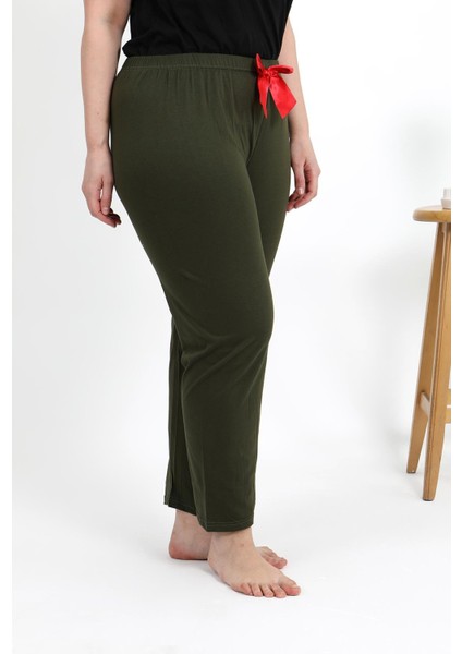 Kadın Pamuklu Büyük Beden Alt Pijama 27559 Haki