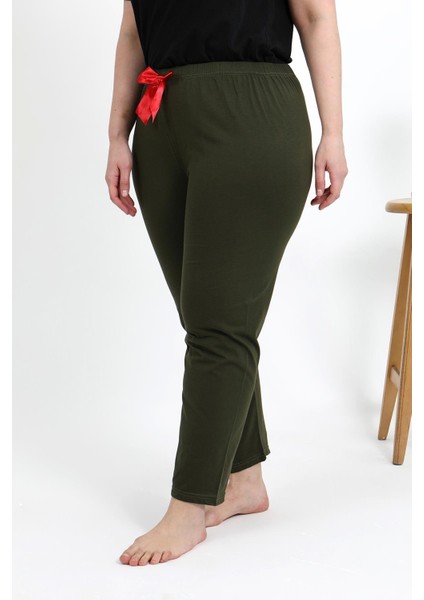 Kadın Pamuklu Büyük Beden Alt Pijama 27559 Haki