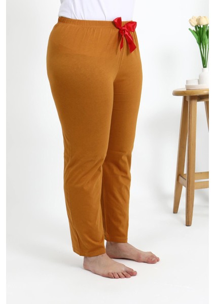 Kadın Pamuklu Büyük Beden Alt Pijama 27559 Hardal