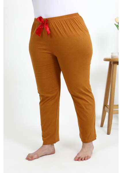 Kadın Pamuklu Büyük Beden Alt Pijama 27559 Hardal