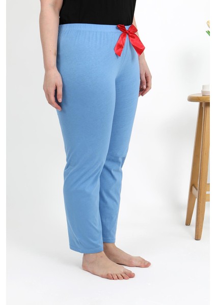 Kadın Pamuklu Büyük Beden Alt Pijama 27559 Mavi