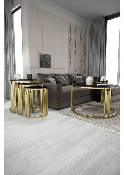 Piyano Set Orta Sehpa Takımı Gold Siyah fiyatları