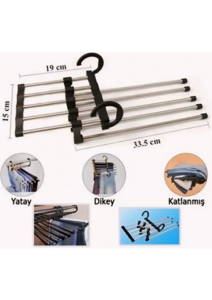 Hareketli Katlanabilir Askı Dolap Içi Kumaş Kot Pantolon Askısı 5 In 1 Eşarp Askılığı Çoklu Askılık