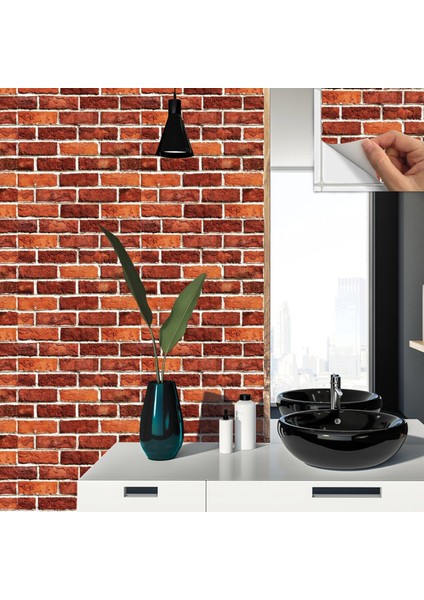 Kendinden Yapışkanlı Kırmızı Tuğla Desenli Pvc Karo 30X30 cm (33 Adet) 3 M2
