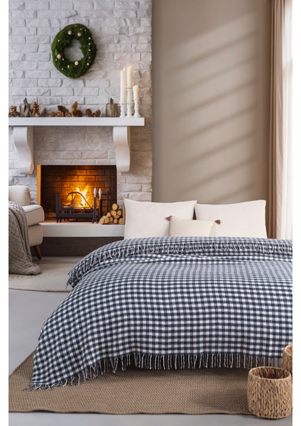 Battaniye Çift Kişilik Akrilik Pamuklu Honey Lacivert fiyatları