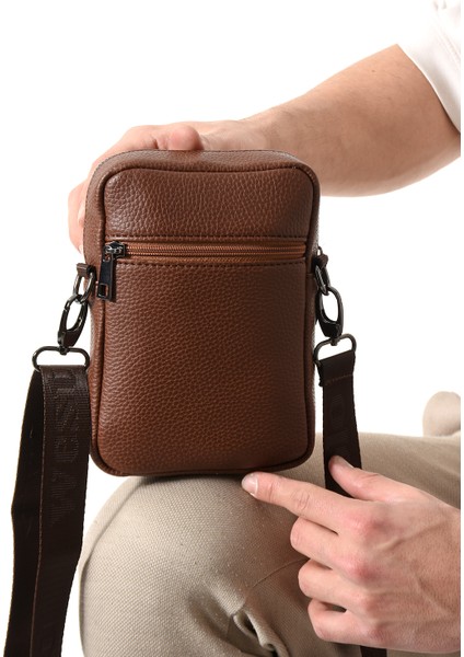 Vegan Deri Erkek Postacı Çanta - Taba fırsatları