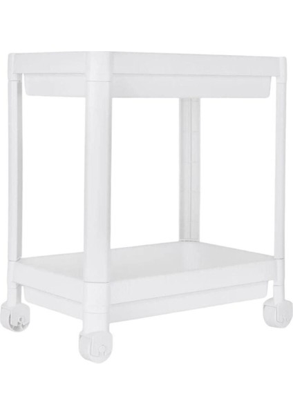 Beyaz 2 Katlı Tekerlekli Banyo ve Mutfak Rafı, Plastik, 34x25 cm fırsatları