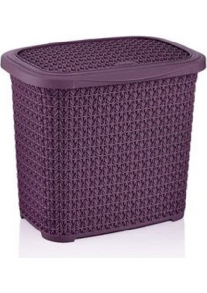 Mor örgü desenli 4,5 litrelik şık ve pratik plastik kova