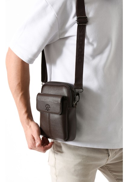 Vegan Deri Erkek Postacı Çanta - Kahverengi indirimleri