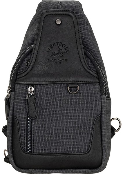 Unisex Çapraz Askılı El Göğüs ve Omuz Çantası Kanvas Kumaş ve Vegan Deri - Siyah fiyatları