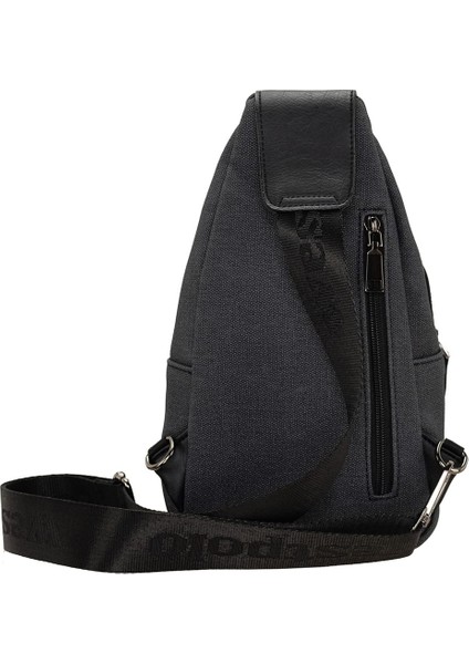 Unisex Çapraz Askılı El Göğüs ve Omuz Çantası Kanvas Kumaş ve Vegan Deri - Siyah indirimleri