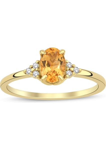 Citrine Oval Tektaş Pırlanta Yüzük - [varyant Taslak]