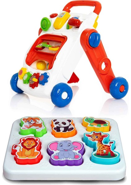 Eğitici Bebek Gelişim Seti Neşeli Hayvanlar Bultak Ilk Adım Arabam