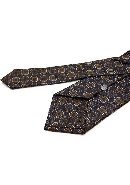 Kahverengi Motif Desen Mendilli Klasik Kravat KK12951 modelleri