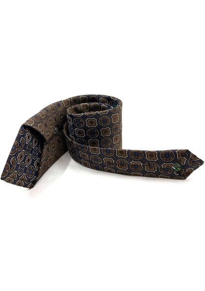 Kahverengi Motif Desen Mendilli Klasik Kravat KK12951 indirimleri