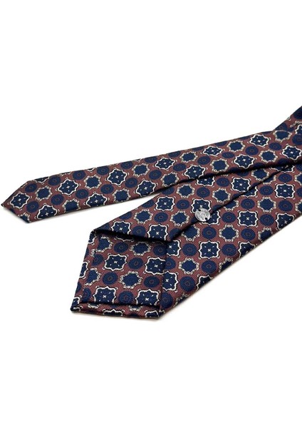 Kahverengi Motif Desen Mendilli Klasik Kravat KK12967