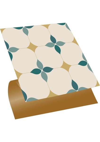 Kendinden Yapışkanlı Zümrüt Çiçekli Desenli Pvc Karo 30X30 cm (33 Adet) 3 M2