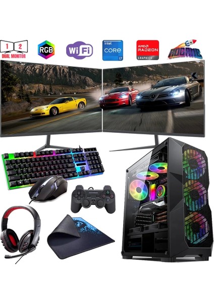 I7 12700F 32GB Ddr4 1tb M2 8gb RX580 Çift 24" Monitörlü Oyun Bilgisayarı (Gaming Set)