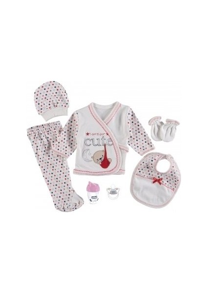 7'li Bebek Zıbın Seti - Cute Baskılı Emzikli