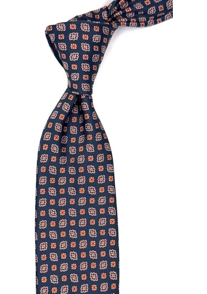 Turuncu - Laci Motif Desen Mendilli Klasik Kravat KK12984