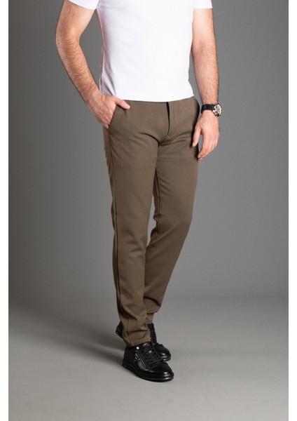 Erkek Haki Kanvas Keten Pantolon