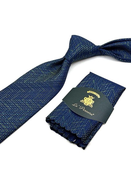 Yeşil - Lacivert Kum Desen Mendilli Klasik Kravat KK12936 fiyatları