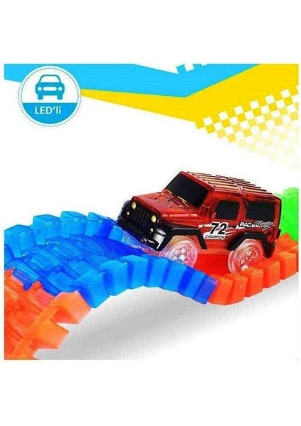 Magıc Track Yarış Pisti Fosforlu Raylar 168 Parça 2.10 cm 1 Arabalı Eğitici Oyuncak Yarış Seti fırsatları