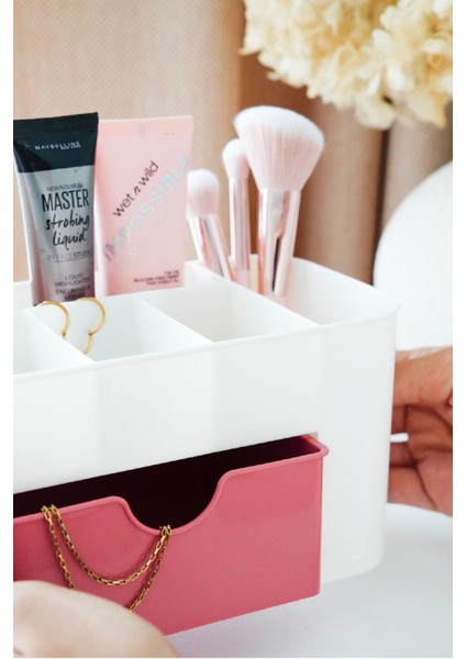 7 Bölmeli Pembe Çekmeceli Düzenleyici, Makyaj ve Takı Organizatörü indirimleri