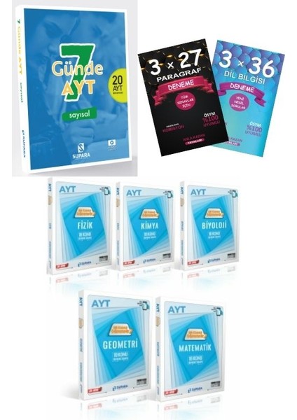 Supara 2025 7 Günde Sayısal + Ayt Sayısal Konu Denemeleri + Anla Kazan Deneme 8 Li Set