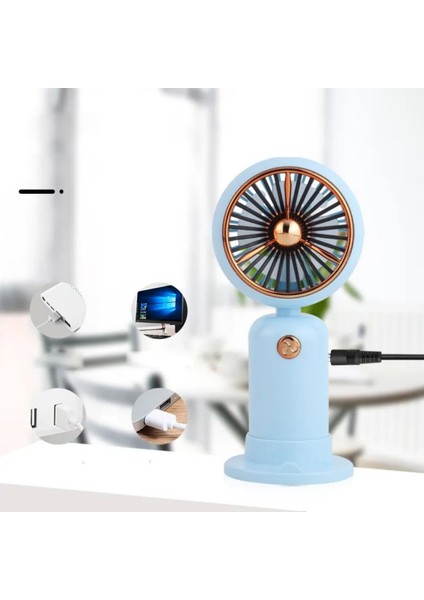 Mini Masa ve El Fanı Şarjlı Taşınabilir Serinletici Tutmalı Vantilatör Pervanve