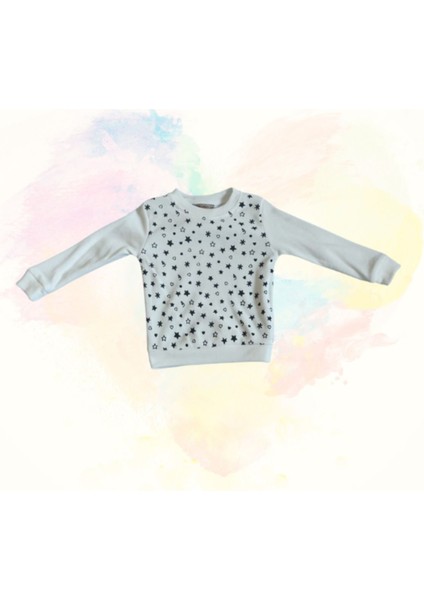 Beyaz Yıldızlı Bebek Sweatshirt