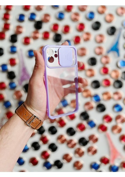 iPhone 11 Uyumlu Kılıf Kamera Korumalı Şeffaf Kenarları Renkli Sert Sürgülü Anti Shock Silikon Kapak