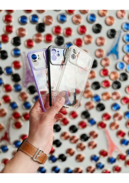 iPhone 11 Uyumlu Kılıf Kamera Korumalı Şeffaf Kenarları Renkli Sert Sürgülü Anti Shock Silikon Kapak fiyatları