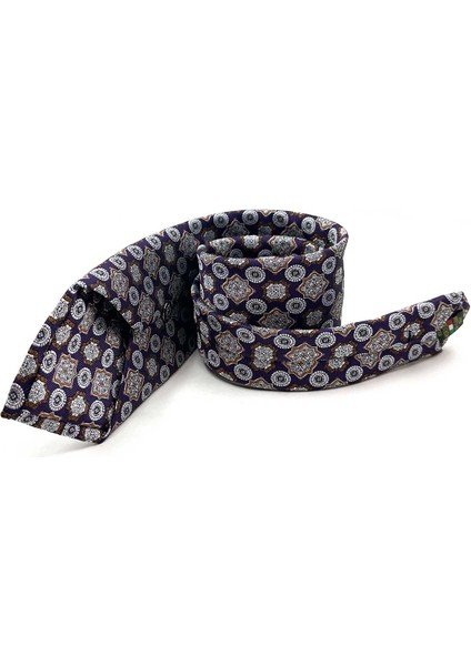 Mürdüm Motif Desen Mendilli Klasik Kravat KK12969
