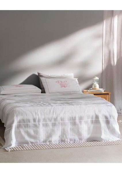 Edgard King Size Pamuklu Ecocell Baskılı Pike Takımı - Gri