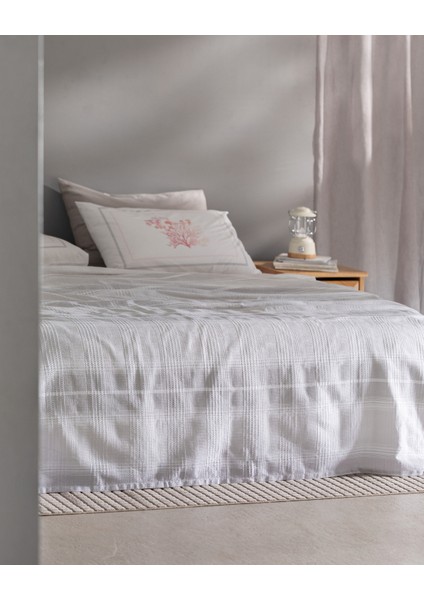 Edgard King Size Pamuklu Ecocell Baskılı Pike Takımı - Gri