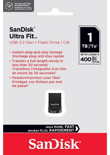 Ultra Fit 1tb 400MB/S USB 3.2 Gen 1 Flash Bellek SDCZ430-1T00-G46