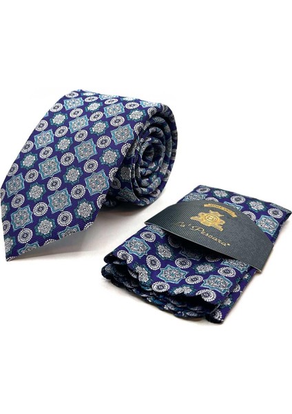 Mor Motif Desen Mendilli Klasik Kravat KK12970