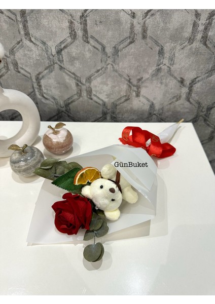 Kırmızı Kadife Tek Gül Çiçek Buketi|sevgiliye Hediye|8 Mart Hediye|solmayan Çiçek