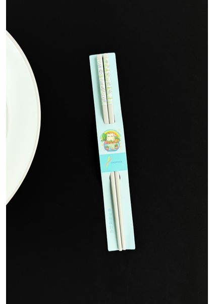 Desenli Figürlü Metal Chopstick Kum Rengi