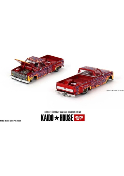 1/64 Kaidohouse Chevrolet Silverado Dually On Fire V1 KHMG127