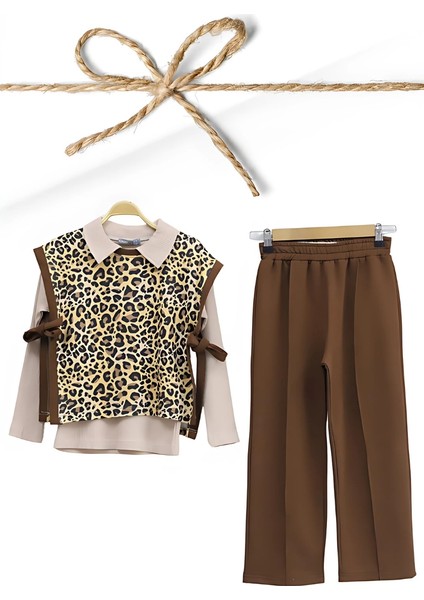 Leopar Desenli Kız Çocuk Alt Üst Takım (4-11 Yaş)