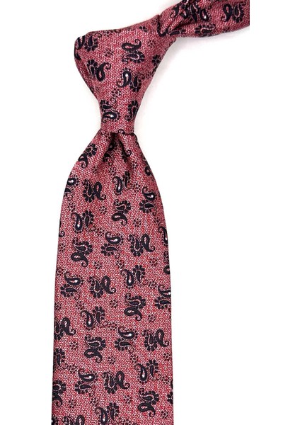 Mercan Şal Desen Mendilli Klasik Kravat KK12931