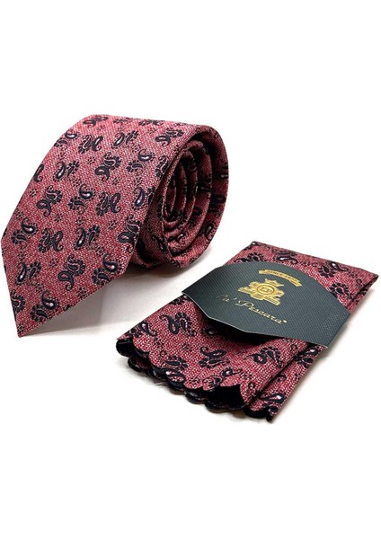 Mercan Şal Desen Mendilli Klasik Kravat KK12931 fırsatları