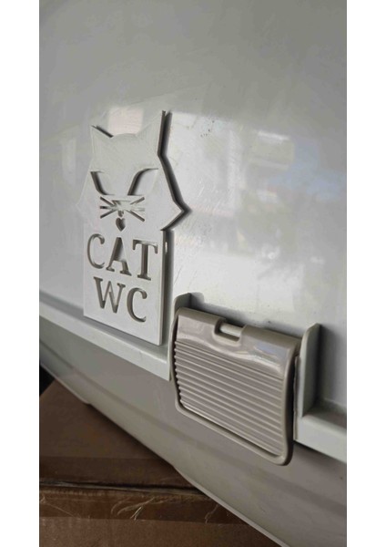 Kedi Tuvaleti Kapı Yazısı ( Cat Wc ) 12X10 cm Pla Malzeme